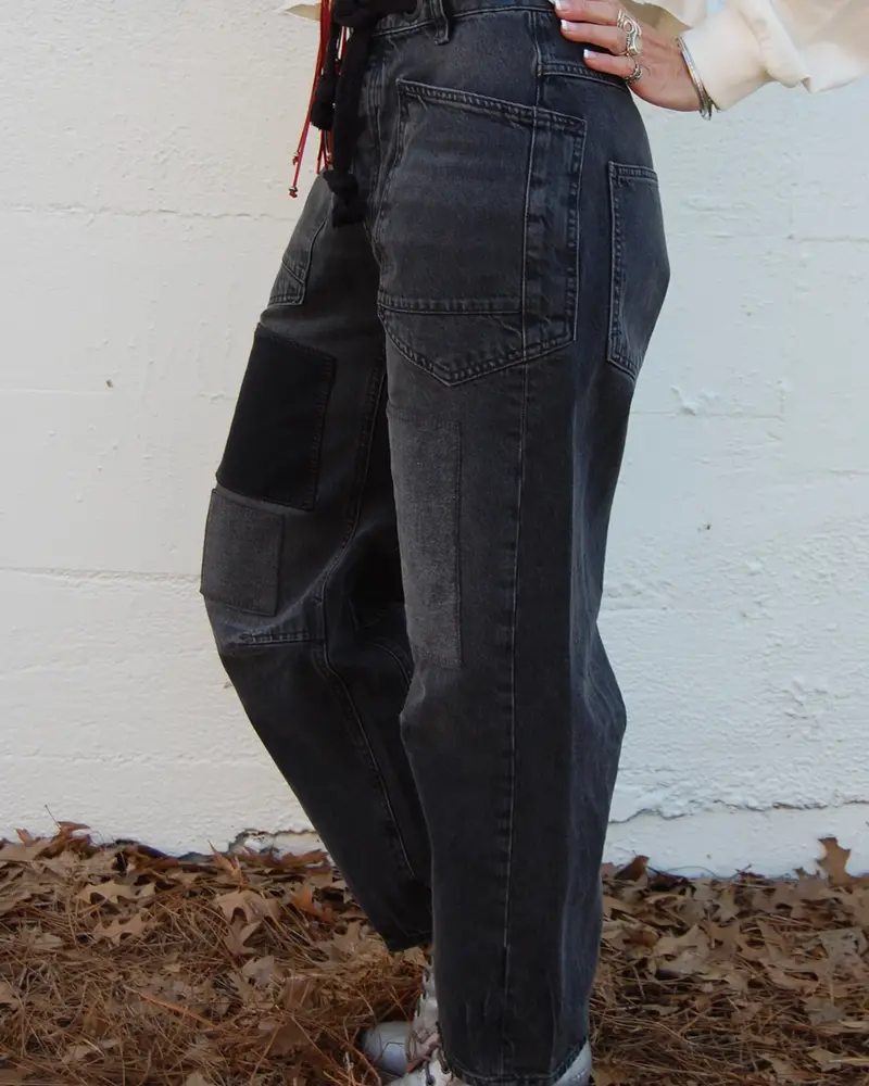 Free People Moxie Pull-On Barrel Jeans | Nighthawk