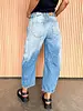 Free People Good Luck Mid-Rise Barrel Jeans | Barnyard Blue