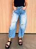 Free People Good Luck Mid-Rise Barrel Jeans | Barnyard Blue