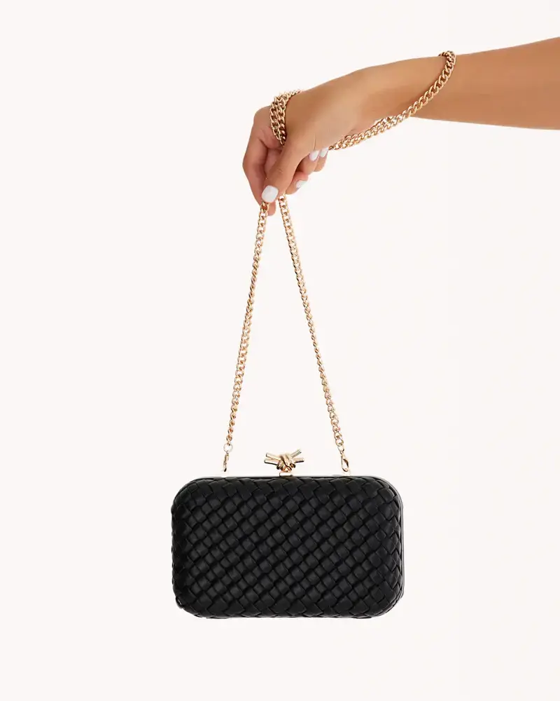 Neveah Woven Clutch Black Thelma Thistle
