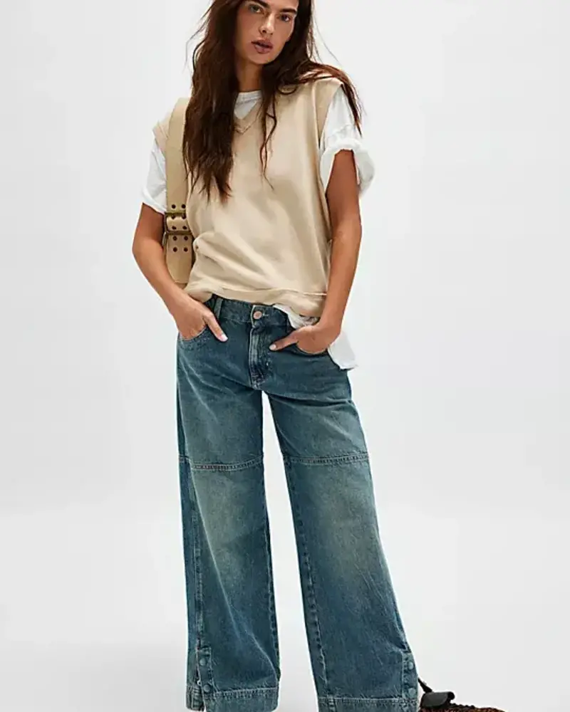 Free People Benji Relaxed Wide-Leg Jeans | Salt Of The Earth