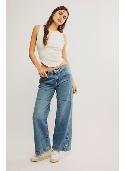Free People Benji Relaxed Wide-Leg Jeans | Salt Of The Earth