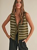 Striped Knitted Vest | Army