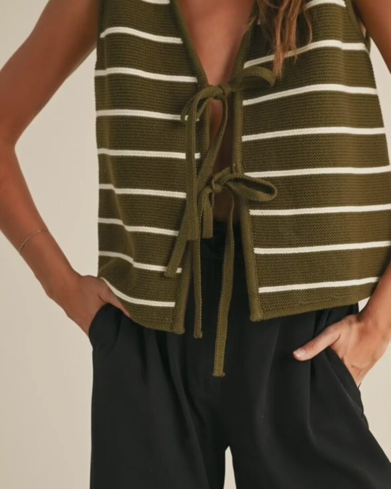 Striped Knitted Vest | Army