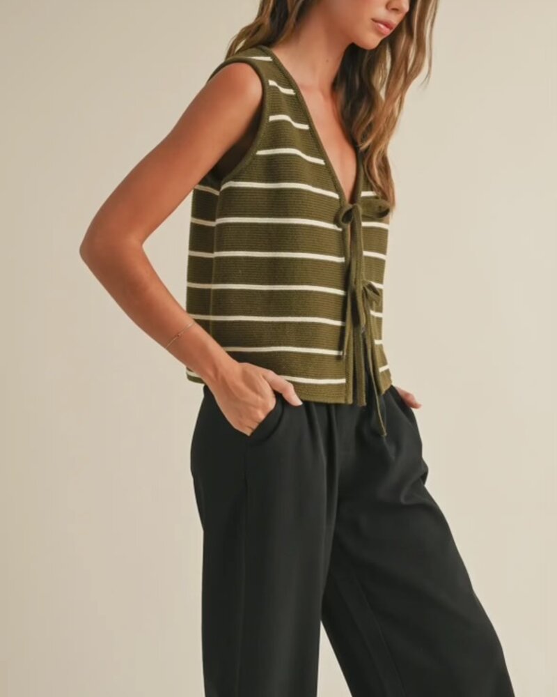 Striped Knitted Vest | Army