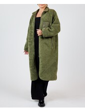 Laney Long Shearling Zip Jacket | Olive