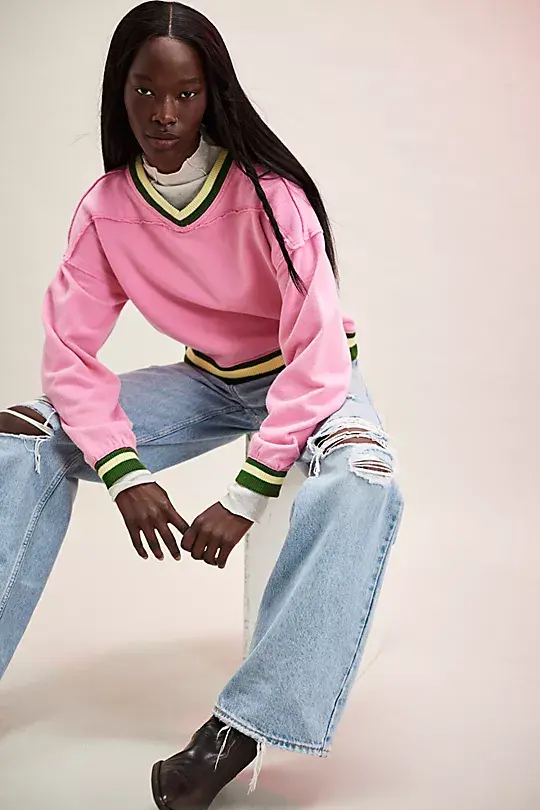 Free people pink sweatshirt best sale