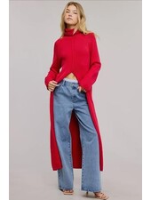 Christine Turtleneck Tunic Sweater | Red