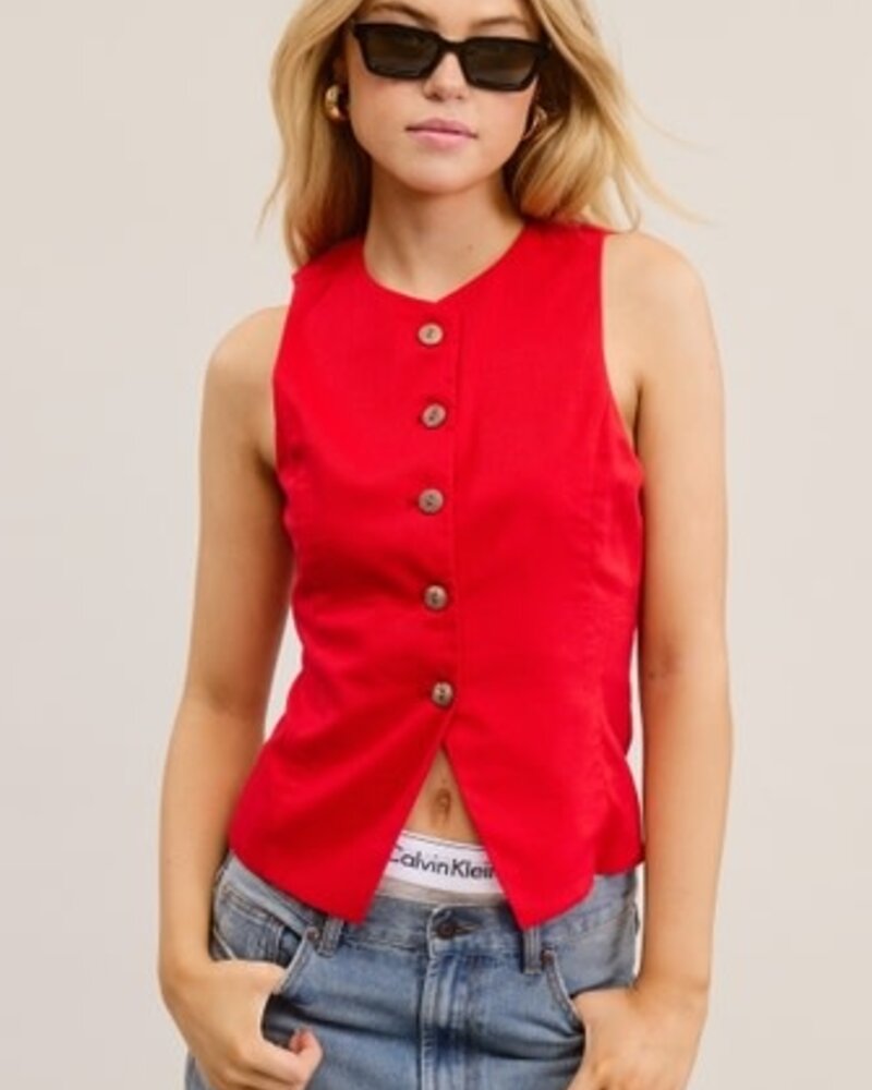 Free People Lennie Waistcoat Vest | Red