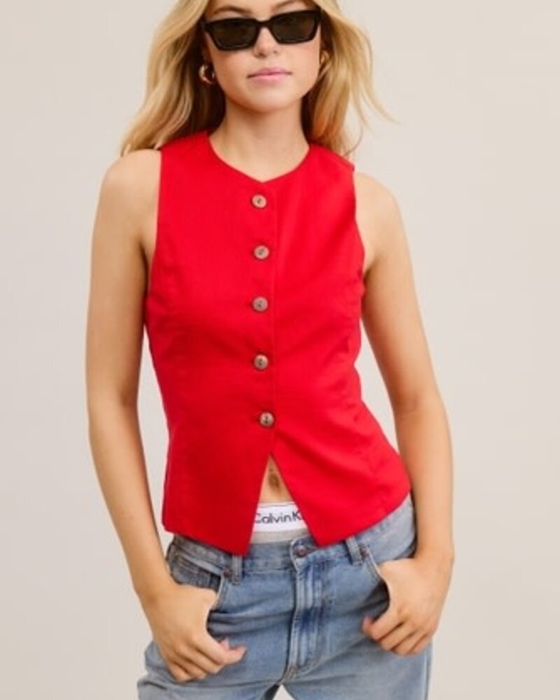 Free People Lennie Waistcoat Vest | Red