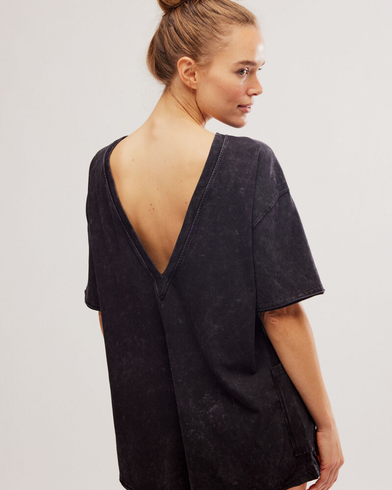 Free People Hot Shot Tee Romper | Black