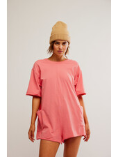 Free People Hot Shot Tee Romper | Hibiscus