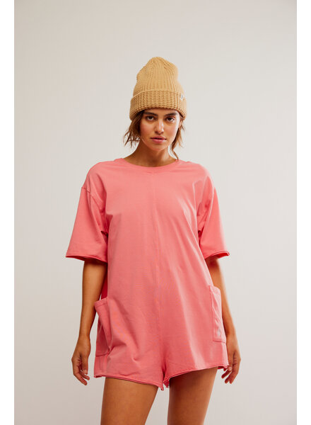 Free People Hot Shot Tee Romper | Hibiscus