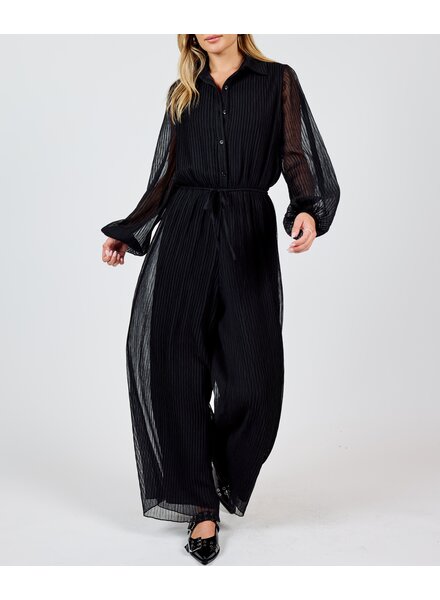 Gathering Button Up Jumpsuit