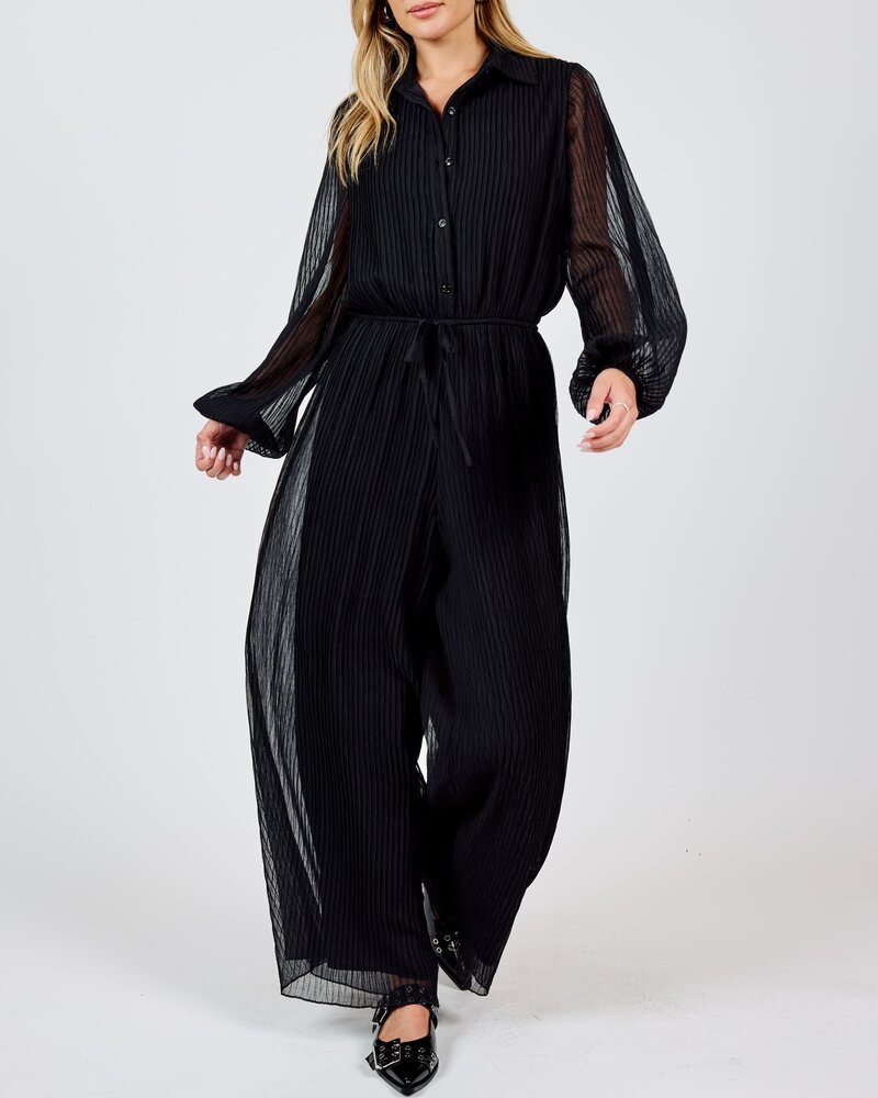 Gathering Button Up Jumpsuit