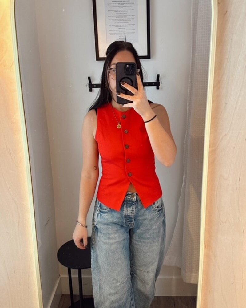 Free People Lennie Waistcoat Vest | Red
