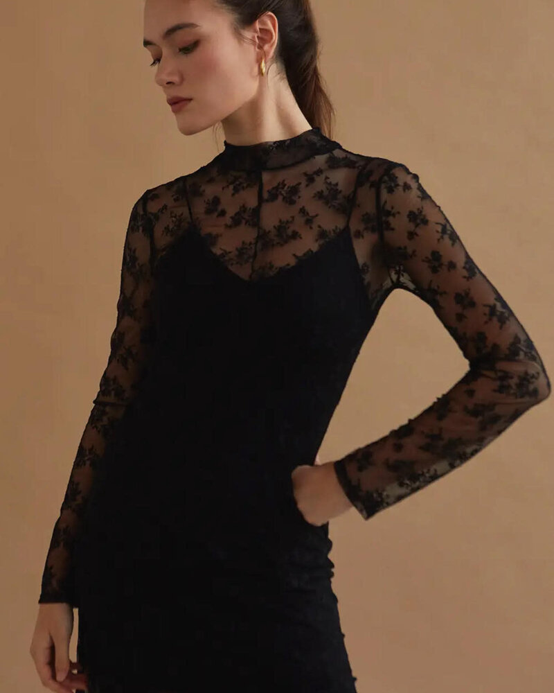 Scarlett Mock Neck Lace Maxi Dress