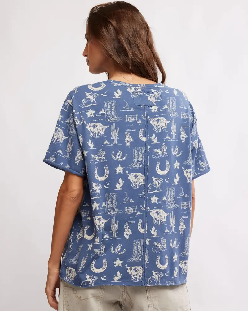 Free People Painted Floral Tee | Navy Combo