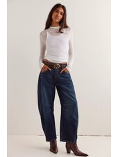 Free People Good Luck Mid-Rise Barrel Jeans | Deep End