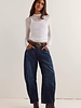 Free People Good Luck Mid-Rise Barrel Jeans | Deep End