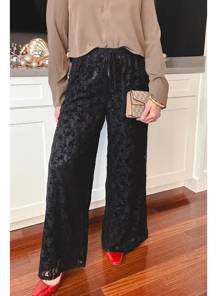 At Dusk Velvet Lace Wide Leg Pants
