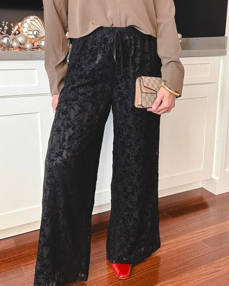 At Dusk Velvet Lace Wide Leg Pants