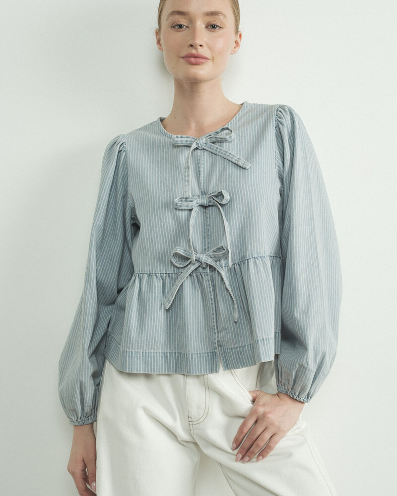 Tonnie Denim Tie Blouse