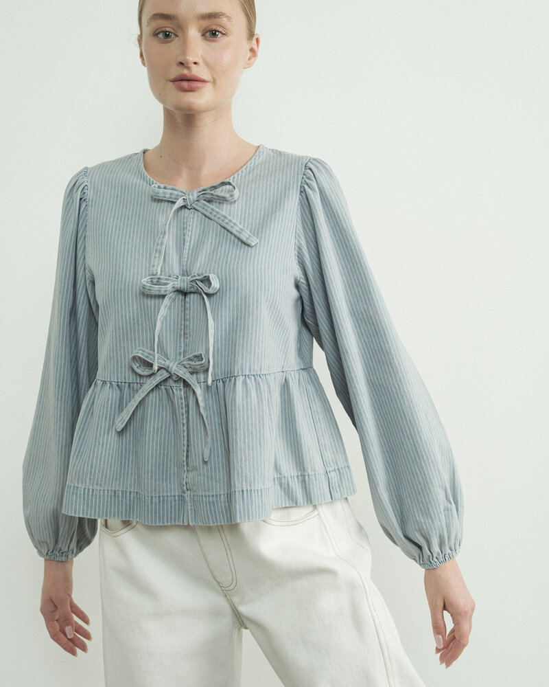 Tonnie Denim Tie Blouse