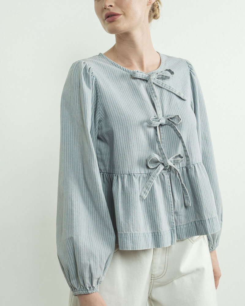 Tonnie Denim Tie Blouse