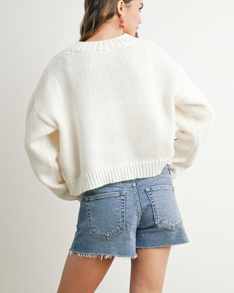 Strawberry Embroidered Cardigan | Ivory