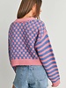 Button Down Checkered Stripe Cardigan | Pink
