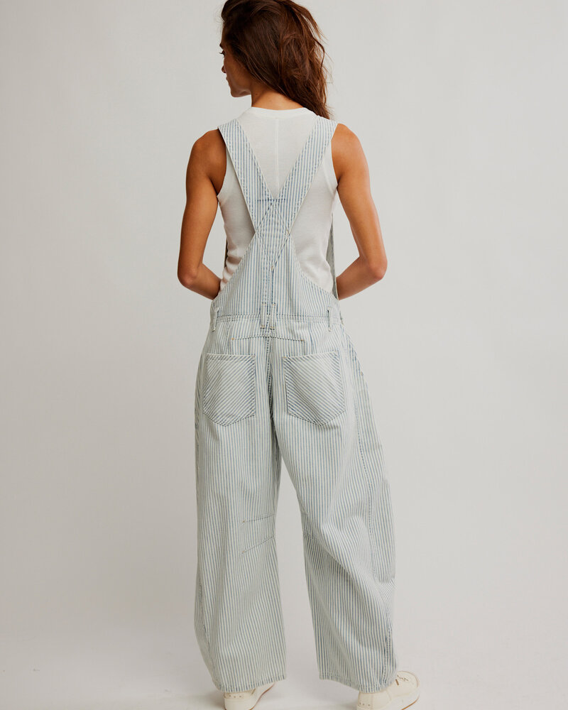 Free People Good Luck Striped Overalls