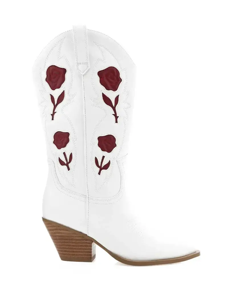 Arden Cowboy Boot | White Garnet