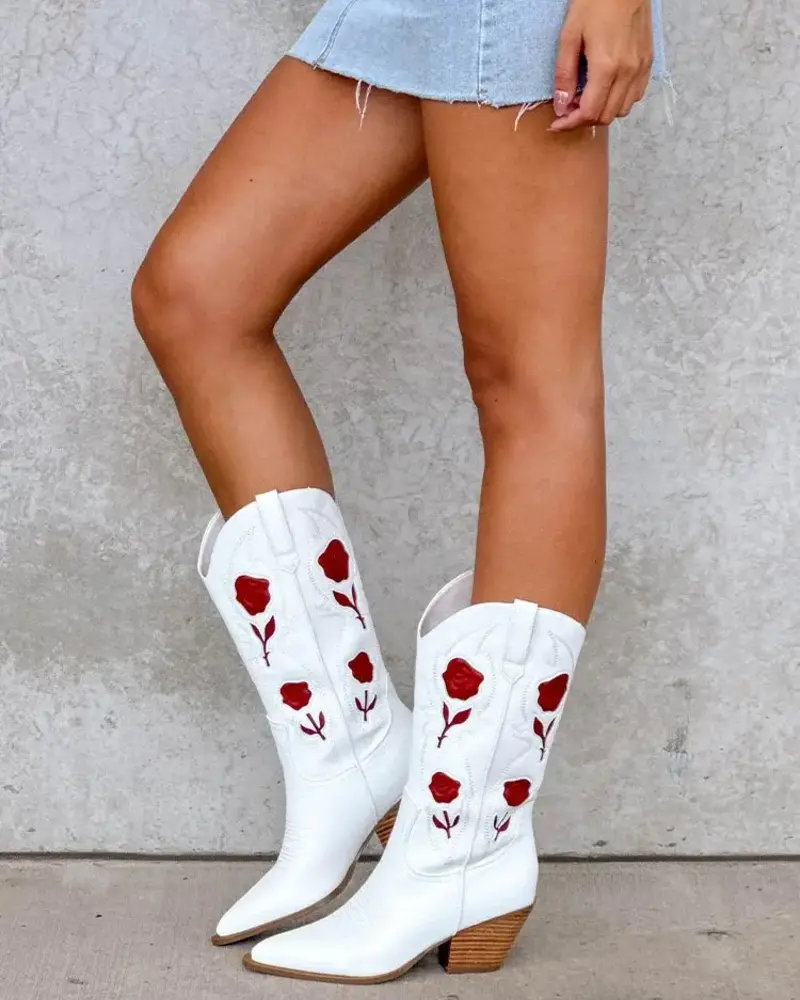 Arden Cowboy Boot | White Garnet