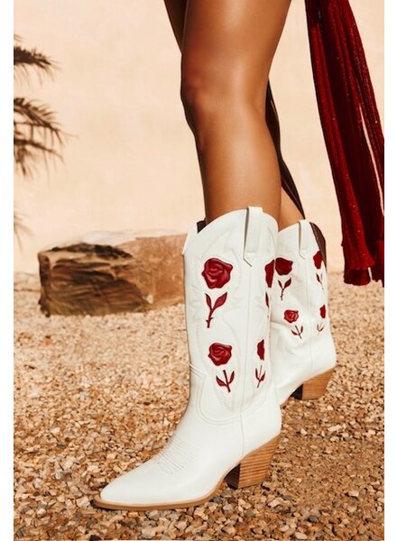 Arden Cowboy Boot | White Garnet