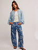 Free People Good Luck Mid-Rise Barrel Jeans | Laser Daisy