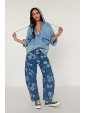Free People Good Luck Mid-Rise Barrel Jeans | Laser Daisy