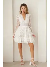 Dierdre Deep V-Neck Lace Tiered Dress