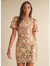 Cindy Floral Sequin Mini Dress