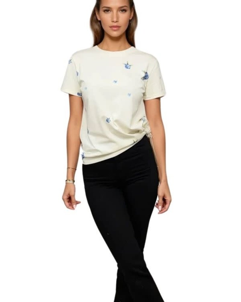 Reign Cuff Sleeve Tie Tee | Peony