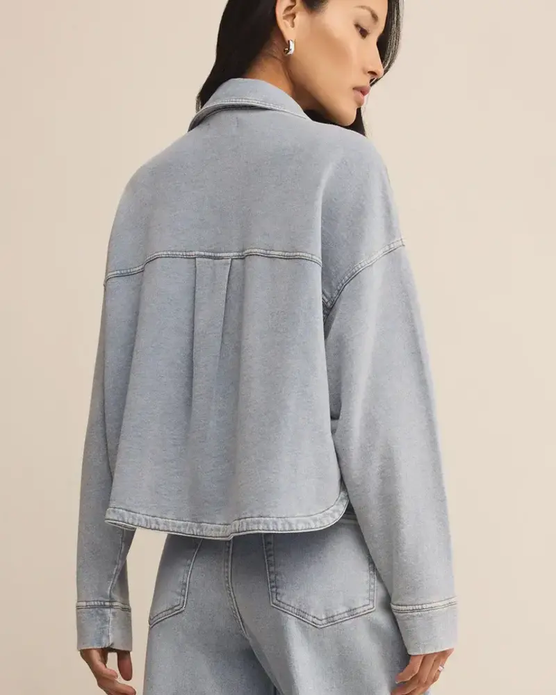 Z Supply All Day Cropped Knit Denim Jacket | Indigo