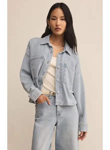 Z Supply All Day Cropped Knit Denim Jacket | Indigo