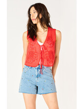Lillian Eyelet Top | Red