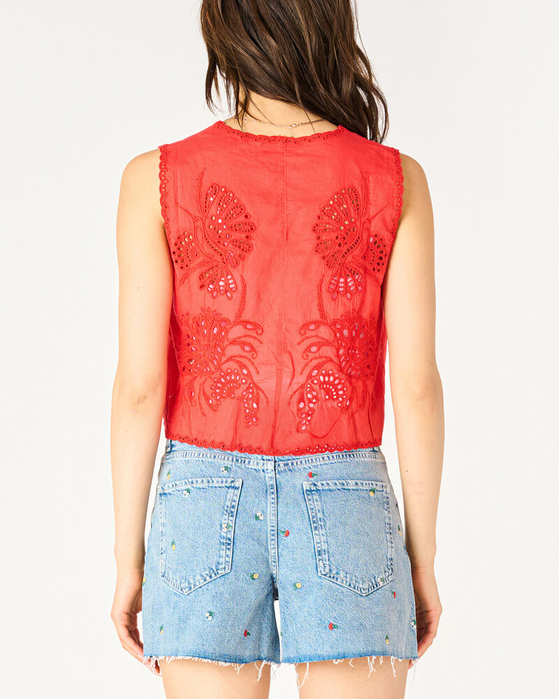 Lillian Eyelet Top | Red