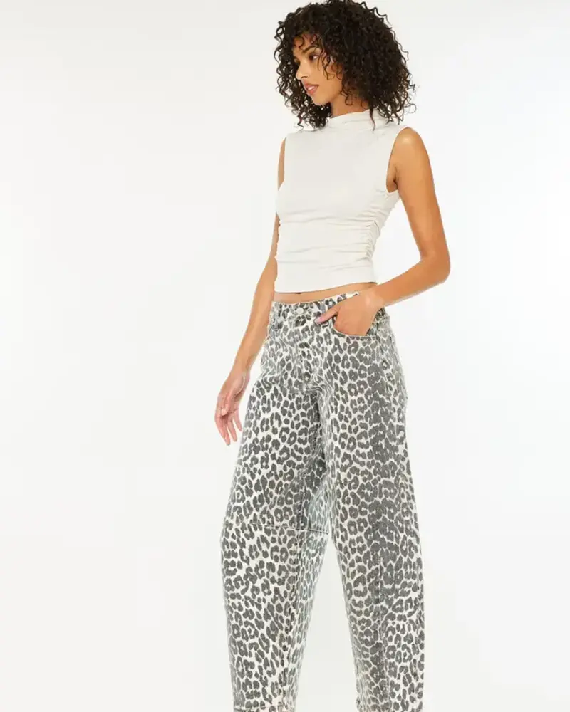 High Rise Lorette Leopard Barrel Jeans