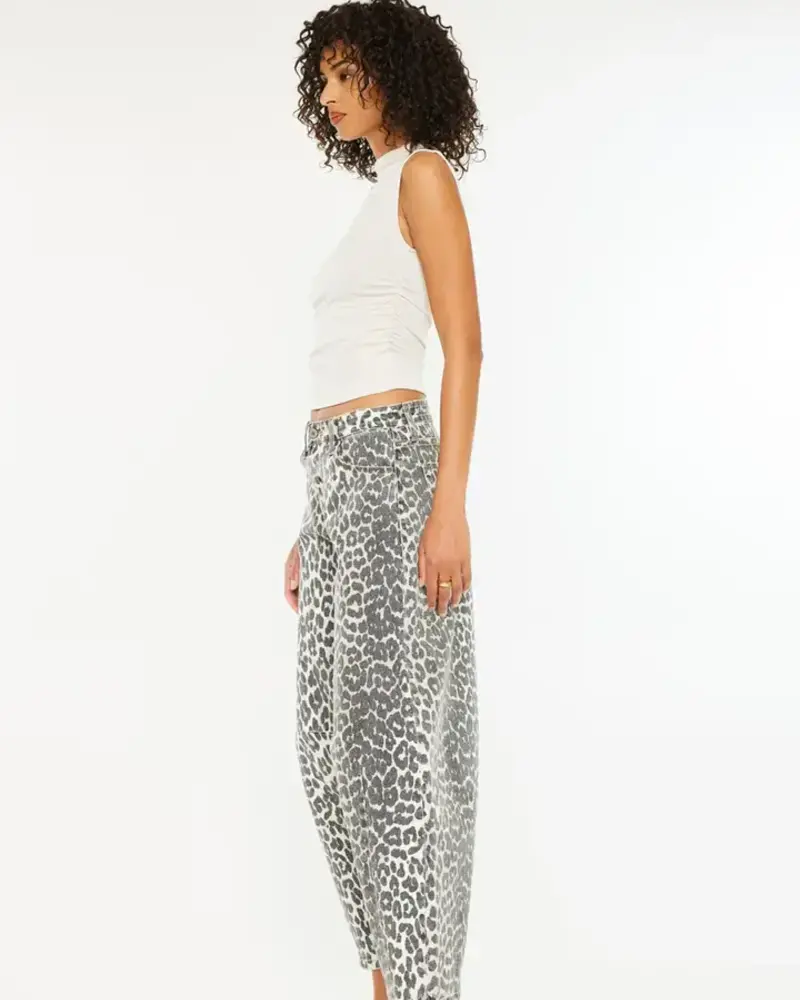High Rise Lorette Leopard Barrel Jeans