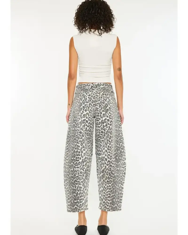 High Rise Lorette Leopard Barrel Jeans