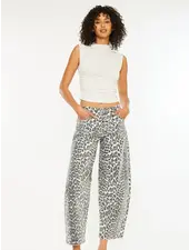 High Rise Lorette Leopard Barrel Jeans