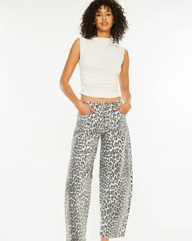 High Rise Lorette Leopard Barrel Jeans