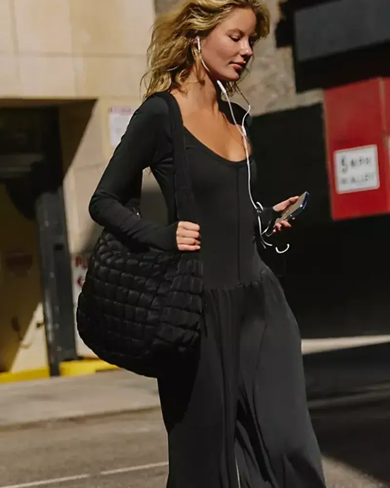 Free People Hot Shot Wide Leg Onesie | Black